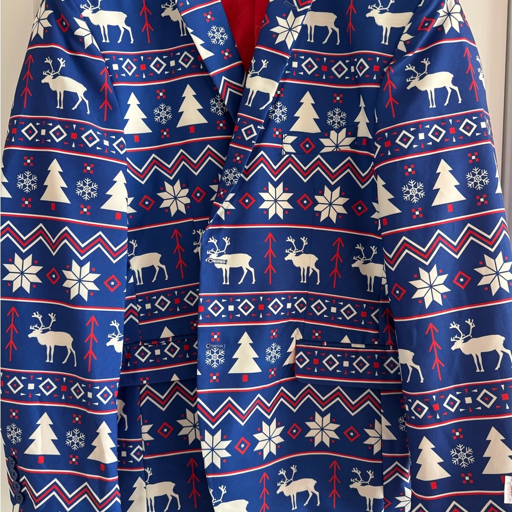 OppoSuits Red and Blue Christmas Blazer